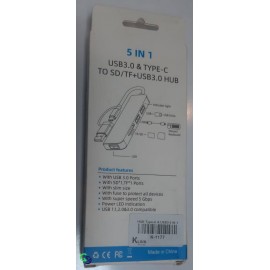 هاب 3 پورت و رابط تایپ سی + رم ریدر کی لینک K-1177